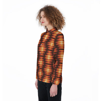 Retro 60's 70's Hipster Geometric Flamey Pattern Women's Shirt