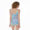 Ombre Iridescence Holographic Print One-Piece Swimsuit, Abstract Cloud One Piece Swimsuit