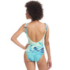 Abstract Liquid Marble Waves Print One Piece Swimsuit - kayzers