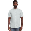 Silver White Cream Floral Geometric Print Men's Short Sleeve Button Down Shirt - kayzers