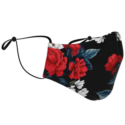 Roses Flowers Floral Print Adult Youth Kids Adjustable Face Mask With Filter - kayzers