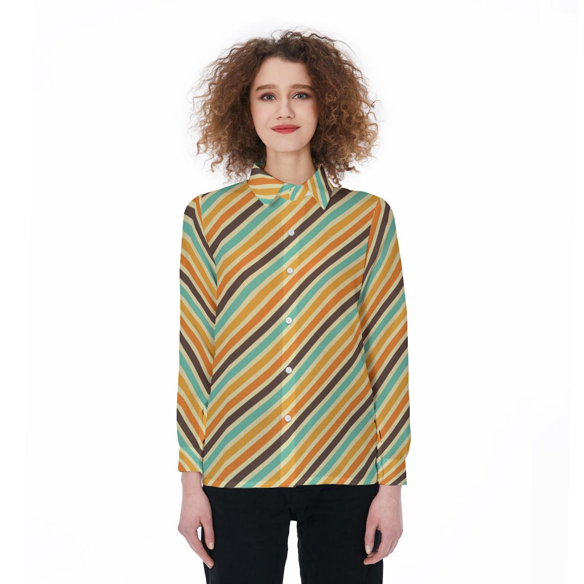 Retro 60's 70's Pattern Geometric Lines Women's Shirt