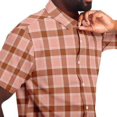 Light Rose Pink Skin Tone Check Plaid Pattern Men's Shirt - kayzers