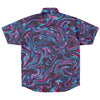 Fast Dry Red Blue Liquid Magma Plasma Psychedelic Swirls Trippy Print Men's Short Sleeve Button Down Shirt - kayzers