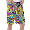 Liquid Paint Psychedelic Lsd Dmt Waves Swirls Edm Festival Print Men's Beach Shorts