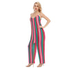 Colorful Stripes Print Women's Loose Cami Jumpsuit