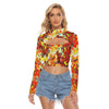 Liquid Funky Psychedelic Halftone Pixeled Sexy Edgy Trippy Print Women's Hollow Chest Tight Crop Top
