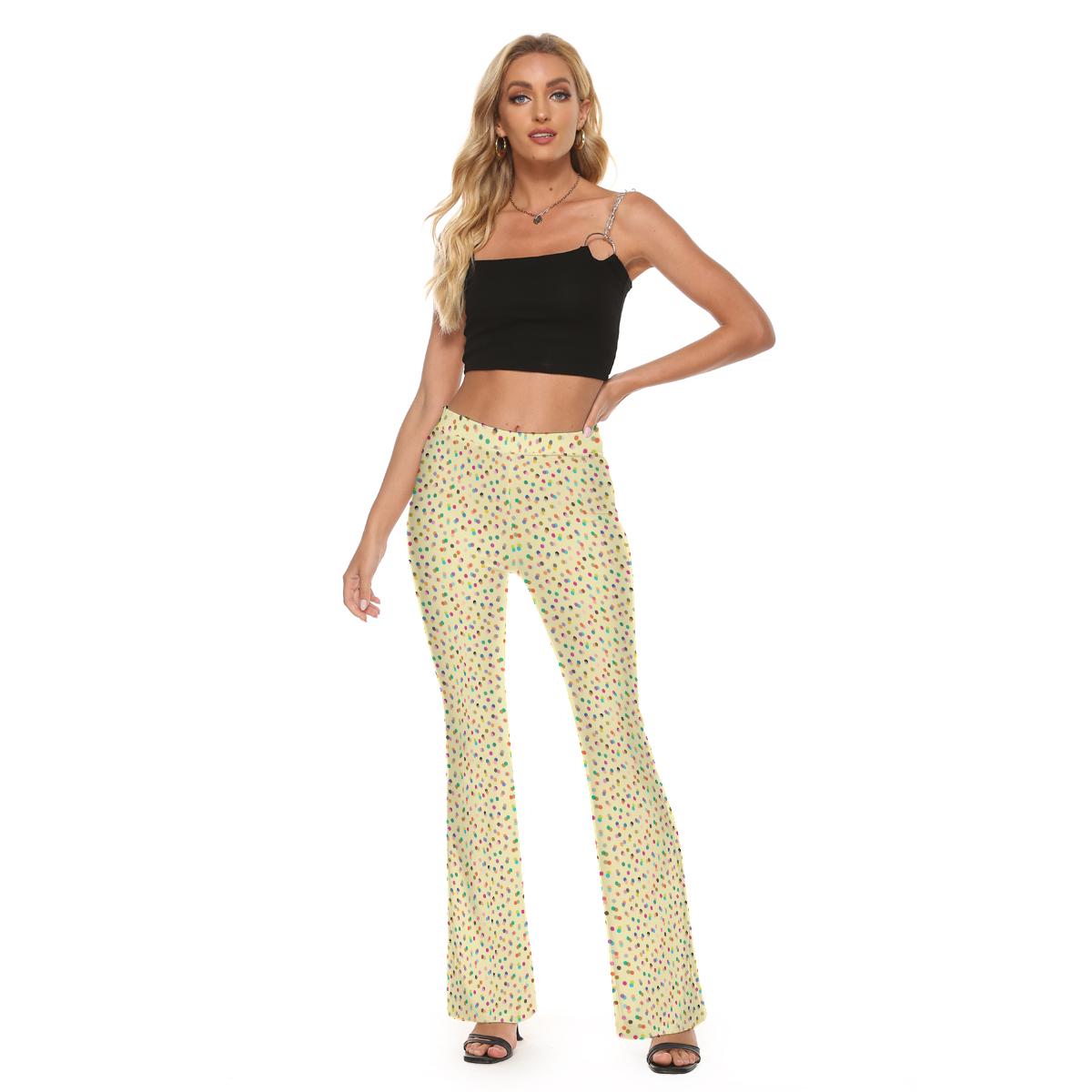 Retro 60's 70's Hippie Hipster Colorful Dots Women's Skinny Flare Pants