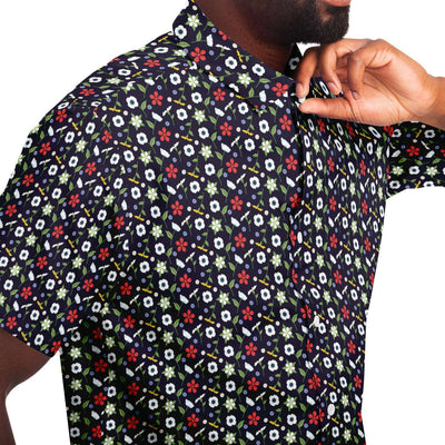 Colorful Floral Print Men's Short Sleeve Button Down Shirt - kayzers