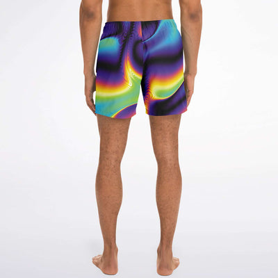 Psychedelic Fractals Light Abstract Colorful Waves Swim Trunks Beach Swimming Surfing Shorts - kayzers
