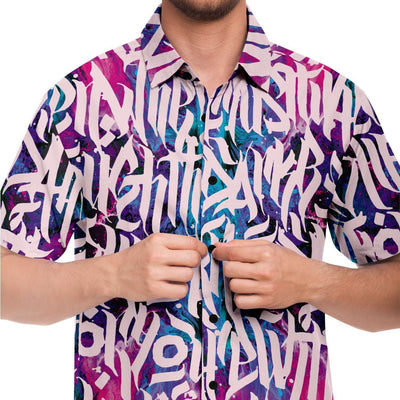 Graffiti Letters Colorful Print Men's Button Down Shirt - kayzers