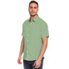 Lime Green Floral Geometric Print Men's Short Sleeve Button Down Shirt - kayzers