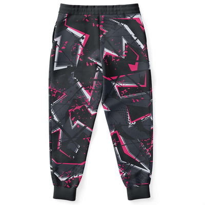 Pink Geometric Halftone Unisex Fleece Fashion Joggers - kayzers