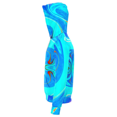 Colorful Aqua Blue Hoodie Abstract Art Psychedelic Trippy Pullover