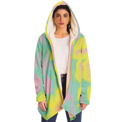 Pink Mint Green Yellow Tinge Hues Ombre Iridescence Holographic Colorful Unisex Cloak - kayzers