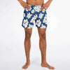 Tropical White Hibiscus Flowers Floral Print Swim Trunks Beach Shorts - kayzers