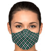 Teal And White Check Plaid Pattern Adult Youth Kids Adjustable Face Mask With Filter - kayzers