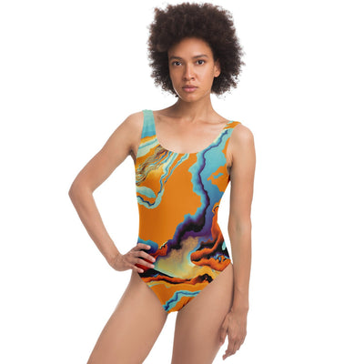 Abstract Psychedelic Print One Piece Swimsuit - kayzers