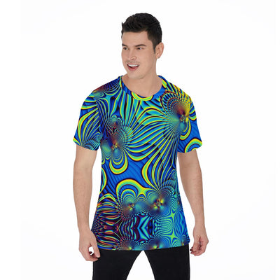Swirls Liquid Psychedelic Edm Fractals Print Men's O-Neck T-Shirt