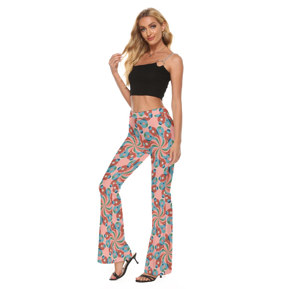 Retro 60's 70's Hippie Hipster Colorful Women's Skinny Flare Pants