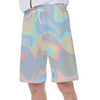 Ombre Iridescence Holographic Abstract Print Men's Beach Shorts - kayzers