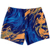 Abstract Liquid Blue Ink Yellow Print Beach Swim Trunks Shorts - kayzers