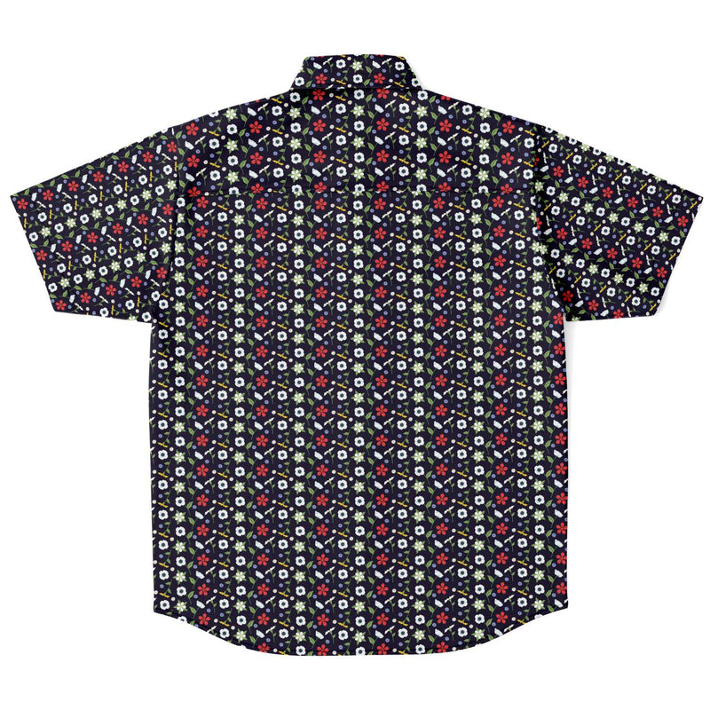 Colorful Floral Print Men's Short Sleeve Button Down Shirt - kayzers