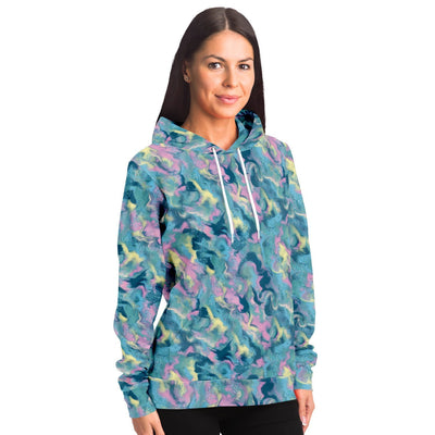 Glitter Iridescence Liquid Watercolor Hand drawn Paint Abstract Art Print Unisex Fashion Pullover Hoodie - kayzers