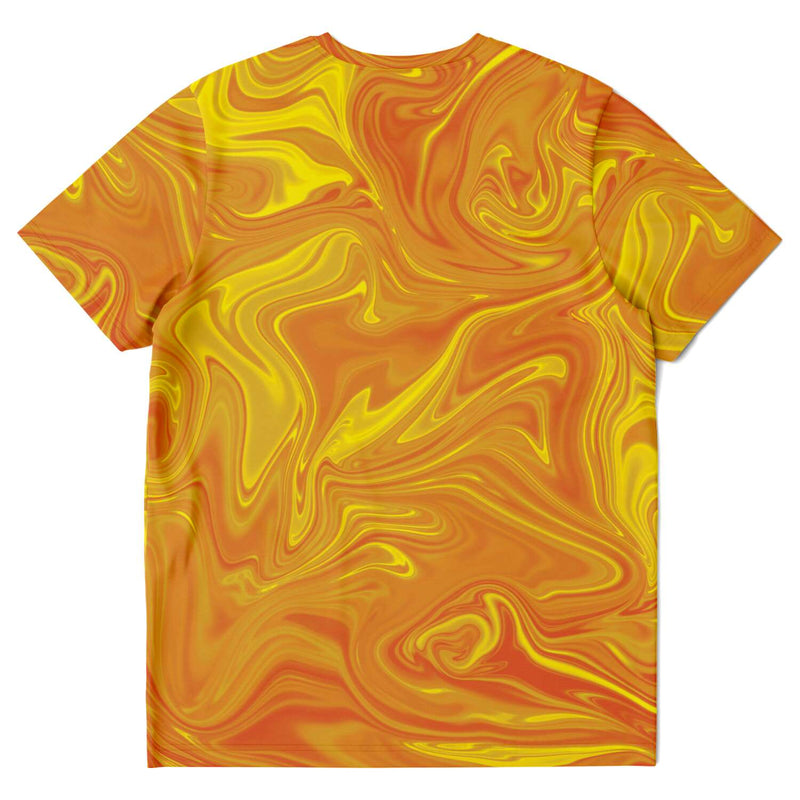 Golden Liquid Paint Swirls Psychedelic Waves Unisex T-shirt - kayzers