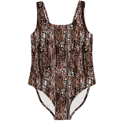 Brown Leopard Animal Print One Piece Swimsuit