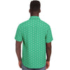 Light Green Floral Geometric Print Men's Short Sleeve Button Down Shirt - kayzers