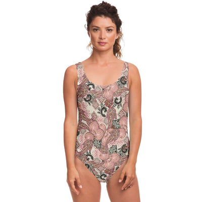 Floral Paisley Print One Piece Swimsuit - kayzers