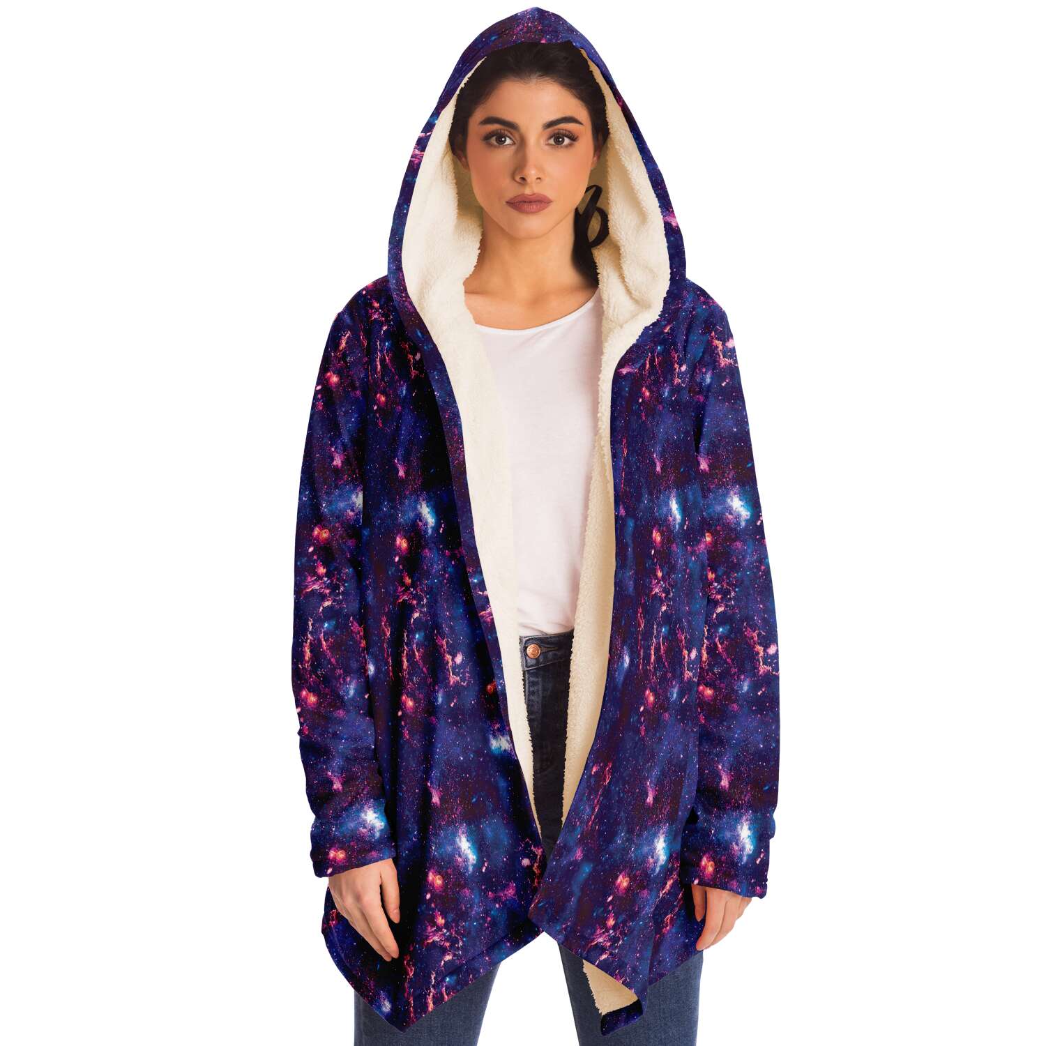 Purple Blue Abstract Alien Galaxy Print Unisex Luxurious Cloak - kayzers