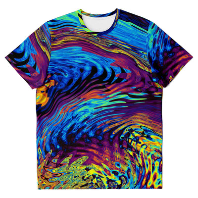 Abstract Colorful Paint Stroke Psychedelic Waves Beach Ocean Tropical T-shirt - kayzers