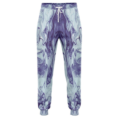 Abstract Liquid Blue White Marble Joggers Unisex Style