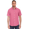 Taffy Pink Geometric Floral Print Men's Short Sleeve Button Down Shirt - kayzers