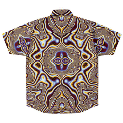 Psychedelic Liquid Glitch Print Men's Button Down Shirt - kayzers