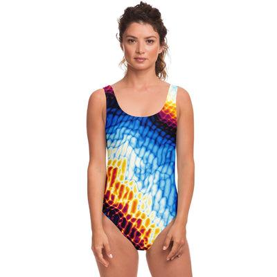 Abstract Marble Mosaic Print Psychedelic One Piece Swimsuit - kayzers