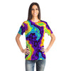 Abstract Iridescent Holographic Marble Pattern Beach Ocean Psychedelic Edm Festival Paint Men Women T-shirt - kayzers