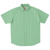 Fern Green Floral Geometry Print Men's Short Sleeve Button Down Shirt - kayzers