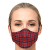 Red And Black Plaid Check Print Adult Youth Kids Children Adjustable Face Mask With Filter - kayzers