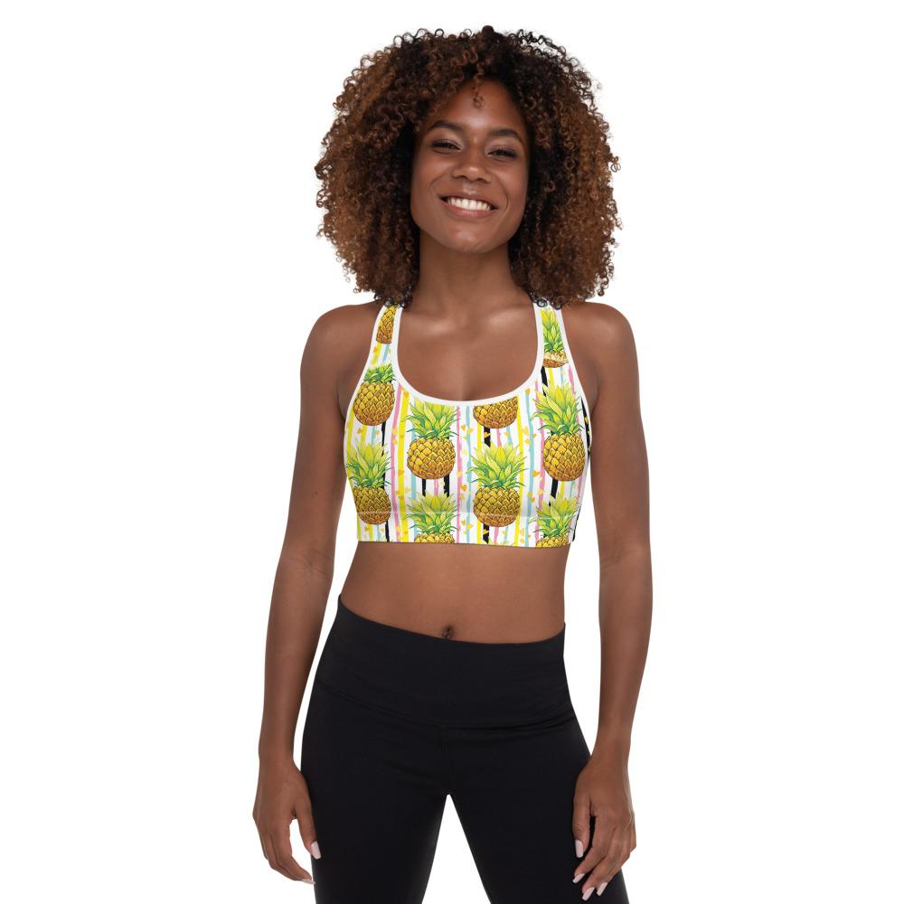 Tropical Beach Style Pineapples Pattern Padded Sports Bra