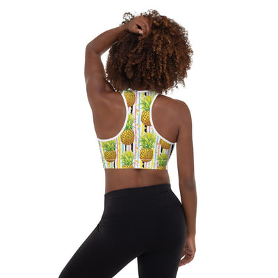 Tropical Beach Style Pineapples Pattern Padded Sports Bra