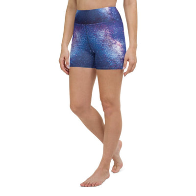 Nebula Space Blue Galaxy Yoga Shorts