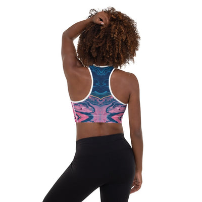 Abstract Pink Artistic Padded Sports Bra