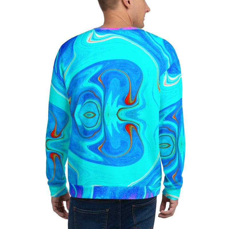 Aqua Blue Abstract Colorful Sweatshirt