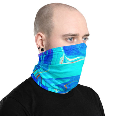 Aqua Mint Marble Pattern Colorful Abstract Neck Gaiter