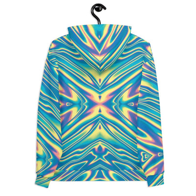 Abstract Waves Colorful Psychedelic Holographic Trippy Funky Unisex Hoodie
