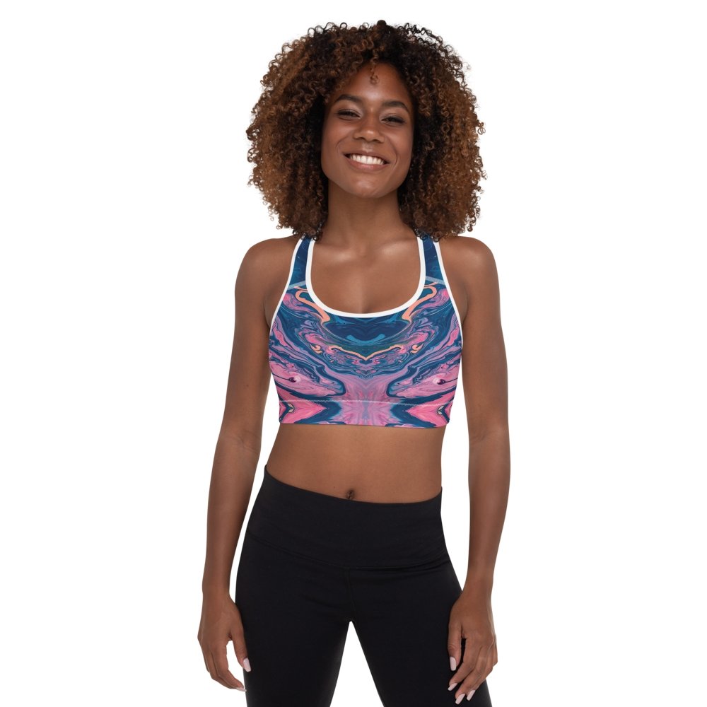 Abstract Pink Artistic Padded Sports Bra