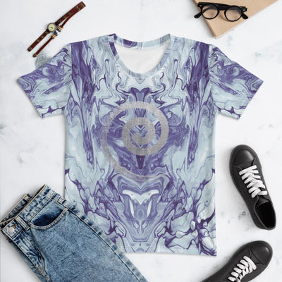 Abstract Spiral White Marble Holographic T-shirt For Women